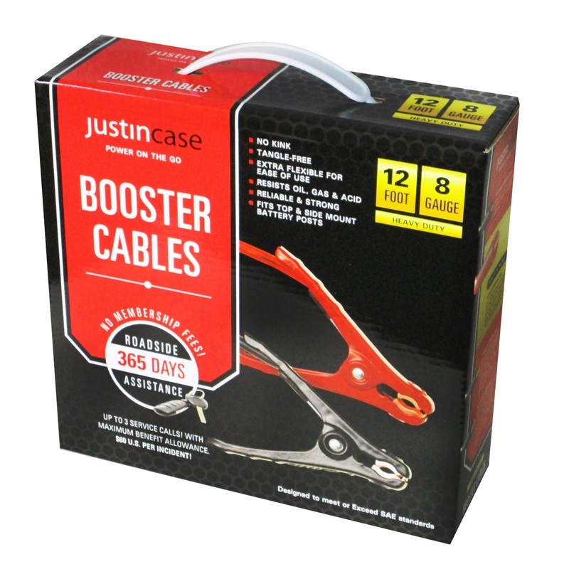 Justin Case Heavy-Duty Jumper Cables for Car, Includes 8 Gauge