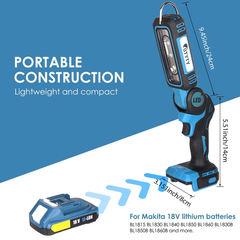 OTYTY LED Work Light for Makita 18V Battery, 30W 2000LM