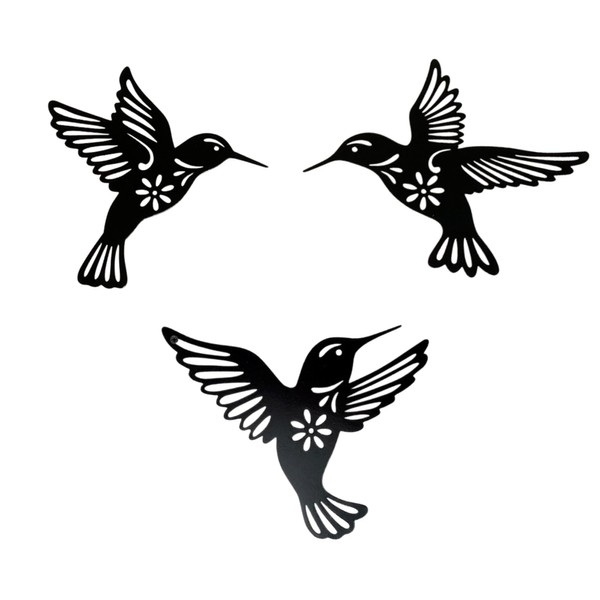 Dycmetal Colibrís de metal juego de 3 piezas, decoración de colibrí para pared en interior o exterior, decoración del hogar, colibrí regalo para cualquier ocasión