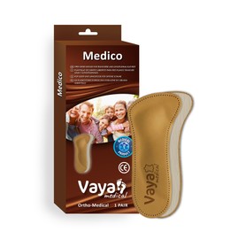 Vaya Medical Medico Orthopeadic Insoles for Transverse and Longitudinal Flat Feet Narrow Shoes Leather Insole for Women and Men 41-43 Size 7-9