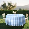 RINDOJIN 2 Pack Light Blue Gingham Tablecloth Round 84 x
