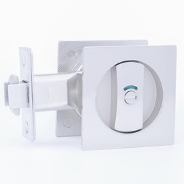 Dontay Pocket Door Lock and Pull, Square Privacy (Bed/Bath) Latch, Flush Handles, 2-3/8" Backset, Hardware for 1 3/8” to 2 3/16” Thickness Door (Excluding Edge Pull, Brushed Nickel, 1 Pack)