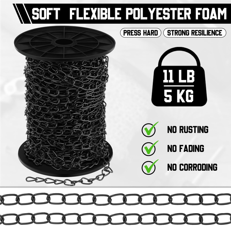 Yaocom 100 ft Galvanized Steel Hanging Jack Chain Metal Black