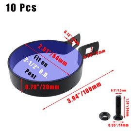 Tighall 10 Pack Brace Bands for Chain Link Fences with Bolts & Nuts, Black Chain Link Brace Band, Iron Fence Clamps, Easy Snap-On Installation (2-1/2" OD)