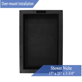 Cbath SHOWER CUBE Ready For Tile Waterproof Leak Proof Bathroom Recessed Shower Shelf Shower Niche Organizer Storage For Shampoo and Toiletry Storage (17" x 25" Single Shelve)