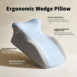 SmileQueen Memory Foam Wedge Pillow for Reading, Legs, Back Support