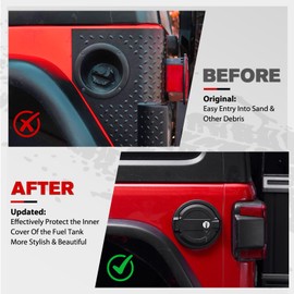 FieryRed Aluminum Gas Cap Cover with Lock, Fuel Filler Door Locking Gas Tank Cap Cover Compatible with Wrangler 2018-2024 JL/JLU & Unlimited, Black