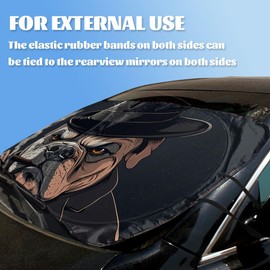 Bulldog Car Windshield Sun Shade Cartoon Top Hat Bulldog Cigar Heatshield Front Window Car Sun ​Shade Windshield Blocks UV Rays Sun Visor Protector for Car Sedan Truck SUV Accessories 59" L x 31.5" W