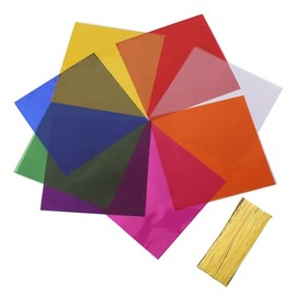 Cellophane Sheets,Iridescent Wrapping Paper 7.5 inch Color Cello Sheets for Small Easter Eggs, Crafts, Colorful Plastic Cellophane Wrap Transparency Film for Candy, Chocolates, Arts Crafts, Science