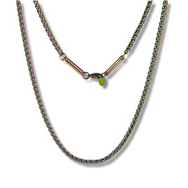 MAYA & CANA Men's Magnetic Necklace, 0.1 inch (3 mm), Silver/Gold/Rainbow, 200MT, Surgical Stainless Steel, Chain, 17.3 - 23.2 inches (44 - 59 cm), Stainless Steel, No Gemstone