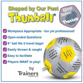 Trainers Warehouse Shaped by Our Past Thumball Communication Game 6" | Yellow Conversation Starter | Ice Breaker - Share The Experiences That Shaped You | 32 Prompts