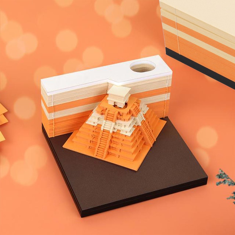 3D Pyramid Notepad LED Light 3D Paper Art Notepad Tear