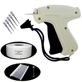 gebar - Labelling Gun Set Arrow 9S Staple Gun Plus 5 Replacement Needles Plus 1,000 Threads 40 mm Plus 1,000 Labels 30 x 45 mm on Roll