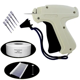 gebar - Labelling Gun Set Arrow 9S Staple Gun Plus 5 Replacement Needles Plus 1,000 Threads 40 mm Plus 1,000 Labels 30 x 45 mm on Roll