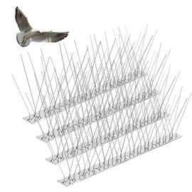 Homo Trends Pigeon Spikes Stainless Steel 4 PCS, Bird Spikes for Anti Crows Magpies Seagulls Pigeons, Small Birds, Cats, Bird Deterrent Spikes, Bird Scarers for Gardens, Balcony Roofs Windows