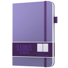 B6 Bullet Dotted Journal Notebook by STM | Thick Bleedproof 120gsm Paper, 215 Pages | Lay Flat Vegan Leather Hardcover | 2 Bookmarks, Printed Page numbers | Black Pen | 4.9 x 6.9 in | Lavender