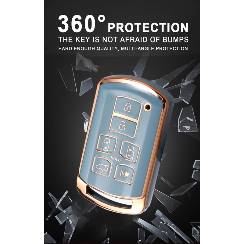 TECART 6 Buttons Soft TPU Remote Smart Key Fob Case