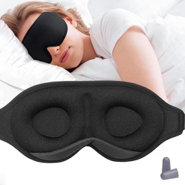 BODINELIA Sleep Eye Mask, 3D Deep Contoured Eye Covers for Sleeping, Block Out Light Eye Mask, Zero Eye Pressure Blindfold for Men Women with Adjustable Strap for Sleeping, Traveling (Black)