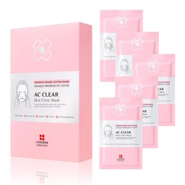 Leaders Insolution | AC Clear Skin Clinic Mask | Snail Secretion & Tea Tree Oil for Acne, Redness, Oil Control | 100% Cotton Bemliese Sheet | Balances & Soothes Sensitive Skin (5 Sheets)