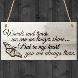 Red Ocean Words And Times We Can No Longer Share But In My Heart You Are Always There Love Memorial Wooden Hanging Plaque Gift Sign