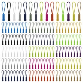 150pcs Zipper Pull Replacement 15 Colors Nylon Cord Zipper Tag Replacement Zippers Pull Tab Replacements Zippers Extension Zip Fixer for Backpacks, Jackets, Luggage, Purses, Handbags, Sweatshirt