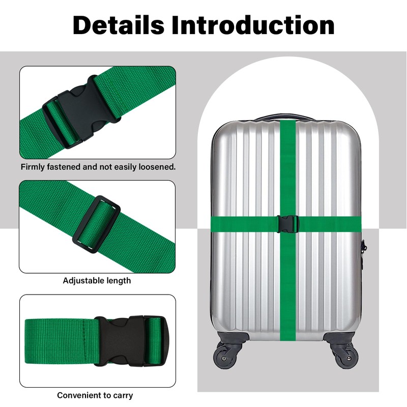 SUNDEE Luggage Straps Suitcase Belts Wide Adjustable Packing Straps, Bright
