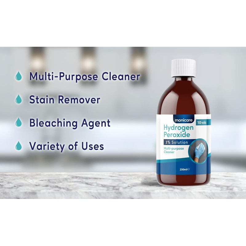 Monicare Hydrogen Peroxide 3% -250ml, 10 Vols, Clear