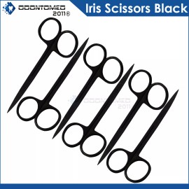 ODM 6 Iris Scissors Straight 4.5" Black Coated, surgical instruments