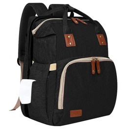 HKZ Diaper Bag Backpack 5 in 1 Baby Diaper Bags for Girls and Boys,Travel Foldable Baby Large with USB Charging Port (Mosquito Net-Black)