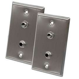 Seismic Audio - SA-PLATE21-2Pack - Pair of Stainless Steel Wall Plates - Dual 1/4" TRS Stereo Jack Single Gang