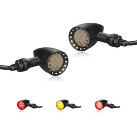 LIUJJYH Universal Bullet Rear LED Turn Signals Motorcycle Brake Taillights 12V Running Lights Compatible with Kawasaki Honda Harley Sportster Yamaha Suzuki