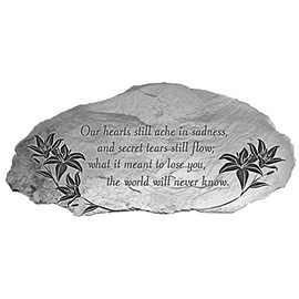 Cathedral Art Our Hearts Still Ache Memorial Garden Stone, Metal Garden Stepping Stone for Graveside or Memorial Garden, by Abbey & CA Gift
