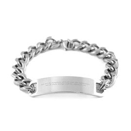 Mugart Seek First The Kingdom of God and His Righteousness Matthew 6:33 Scripture Bracelet Christian Friend Baptism Cuban Chain Stainless Steel Bracelet