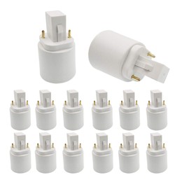 E-Simpo 12pcs G24d to E26/e27 Adapter(NOT GY24D) 2P CFL Socket Adapter 21.8mm G24 to E26/E27, GX24d to E27 Lamp Base Converter, Rohs. 2P in Cross,Need Bypass The Ballast! (12-Pack)