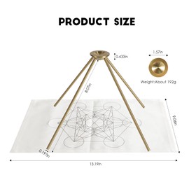 SUJIAMEI Incense Detachable Brass Pyramid Stand with Cotton Grid Cloth｜Crystal & Jewelry Display｜Smudging Purification｜Anti-Tarnish｜Holds 3KG (Standard, Brass Pyramid Stand)