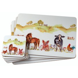 Hardback Placemats & Coasters - The Farmyard - Farm Animals - Set of 4