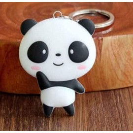 Adorable Panda Keychain by Promotech: Stylish Black and White Rubber Accessory, Perfect for Girls and Boys alike!