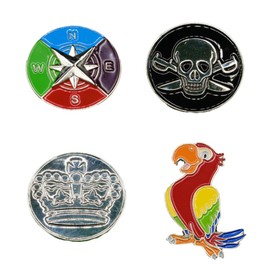 Pirate Golf Ball Markers - 4 Pack Soft Enamel Premium Golf Marker - Funny Novelty Divot Tool Accessories Gifts for Golf Enthusiasts Men Women
