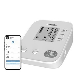 Femmto Tensiómetro Digital de Brazo Medidor de Presión Arterial Automático para Hogar con Detección de Arritmias y Memoria Dual, Brazalete 22-32 cm, Pantalla LCD