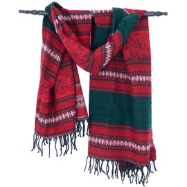 GURU SHOP Soft Pashmina Shawl / Stole / Shawl / Shawl / Plaid, Men's/Women, Multicoloured, Synthetic, Size: One Size, Inca pattern green/red, Unit size