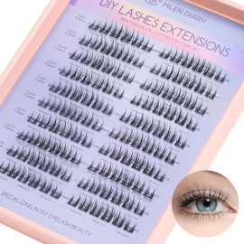 Mlen Diary 120pcs Lash Clusters,9-12mm Individual D Curl Manga Individual Cluster Lashes, Cat Eye Lashes Natural Look Manhwa Lashes