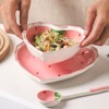 WAIT FLY Heart Shape Ceramic Dinnerware Set, Cute Strawberry Tableware
