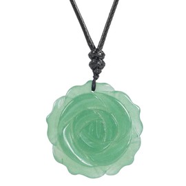 Lovionus89 Handmade Flower Healing Crystal Rose Pendant for Women Floral Design Charm for Valentine's Day, Stone, No Gemstone