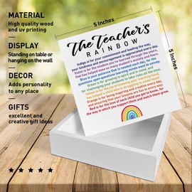 Teacher Gifts for Women Men, Thank You Appreciation Gifts for Teachers Day Retirement Graduation Valentines Day, The Teacher's Rainbow, Wooden Box Sign Desk Decor