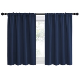 NICETOWN RV Blackout Curtains for Camper Windows, Kitchen Curtains, Short Blackout Curtains & Drapes, Thermal Insulated Rod Pocket Window Treatment Draperies for Nursery (Navy, 34" x 36", Set of 2)
