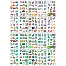 90s 80s Luminous Temporary Tattoos for Kids Teens Adults, Glow in the Dark Retro Party Supplies for Party Favors Disco Party Decorations School Prizes Carnival Christmas