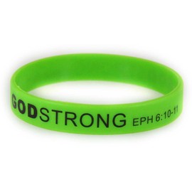 Godstrong 8040020 3 Pieces Green with Black Small Size Imprinted Silicone Band Eph. Ephesians 6:10-11