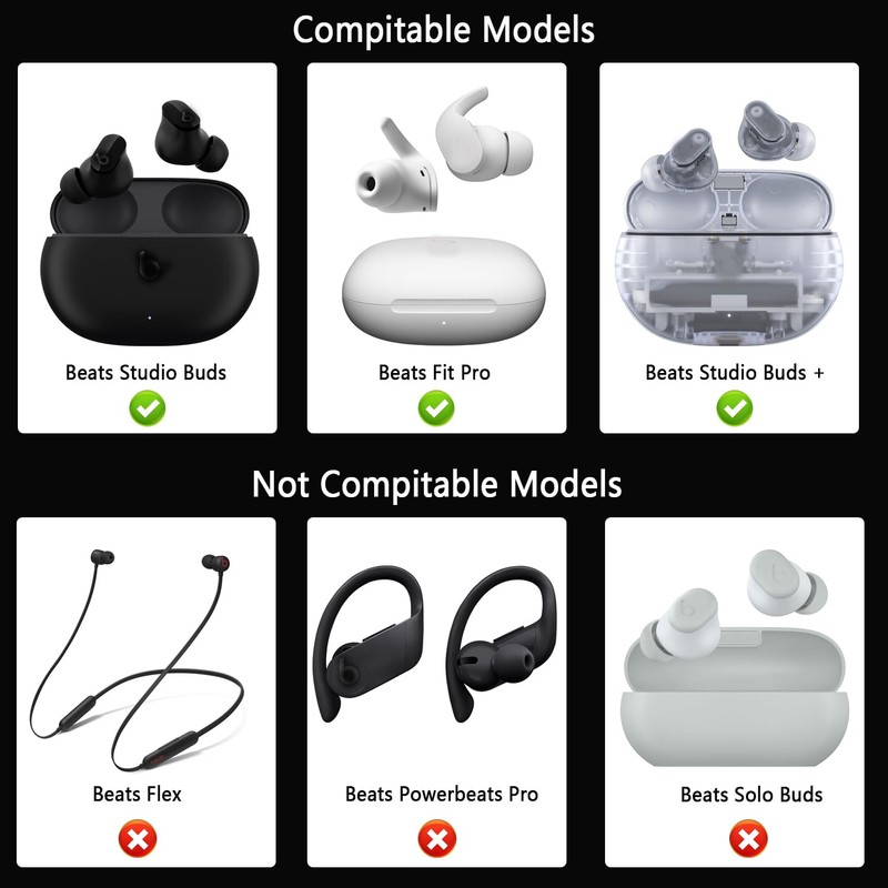 Replacement Silicone Ear Tips for Beats Studio Buds/Fit Pro/Studio Buds+