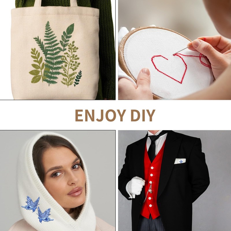 16 PCS Embroidery Cloth Pre-Cut Hand Embroidery Fabric 4 Sizes