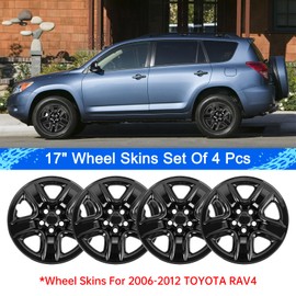 WEISIGAO Wheel Skins Compatible with Toyota RAV4 2006-2012 17-inch Wheel Covers Set of 4pcs (Glossy Black)